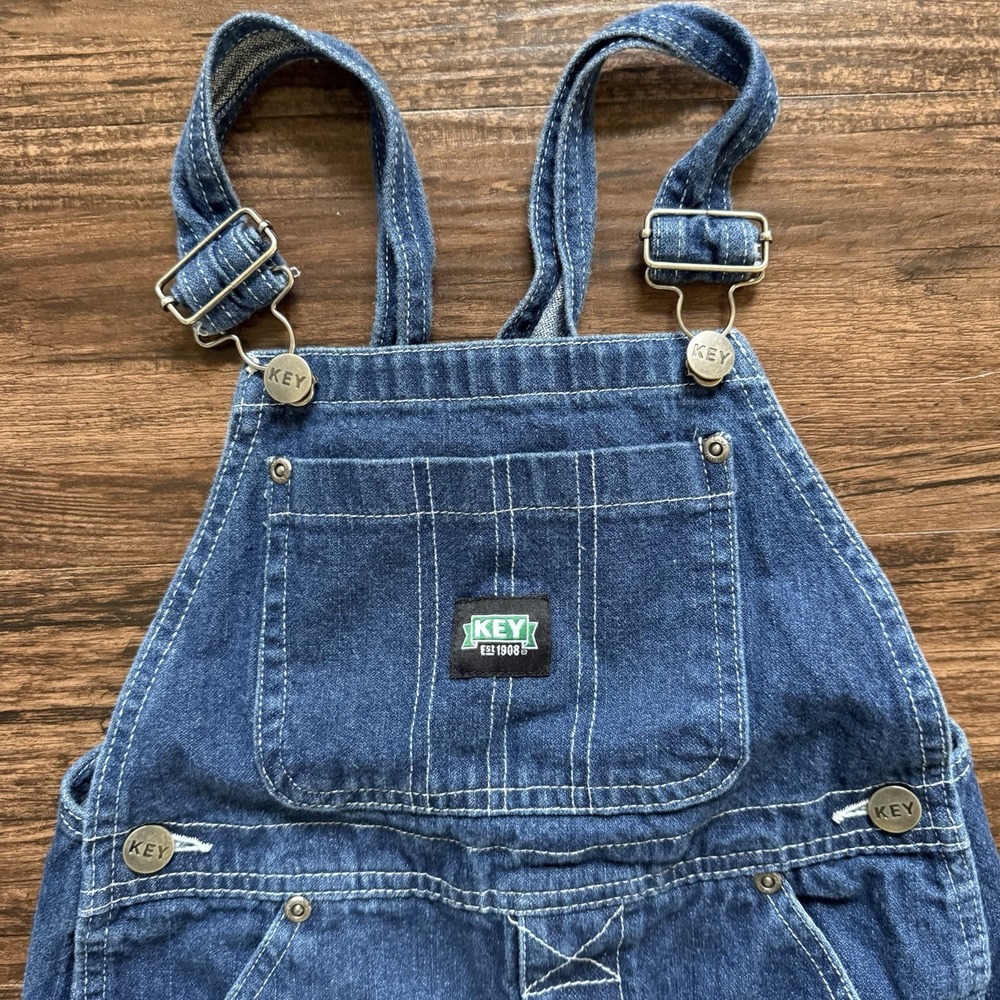 Key Apparel Kids Denim Overalls Size 7 High Back Workwear Vintage Style - Picture 2 of 4